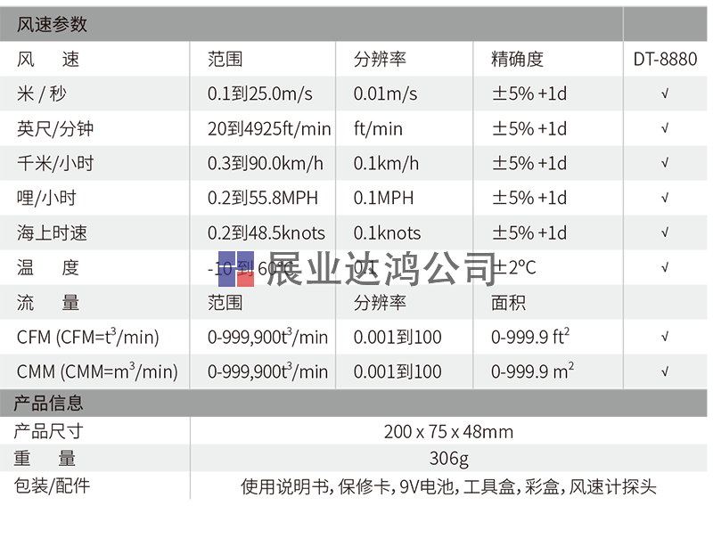 DT-8880專(zhuān)業(yè)熱敏式風(fēng)速儀